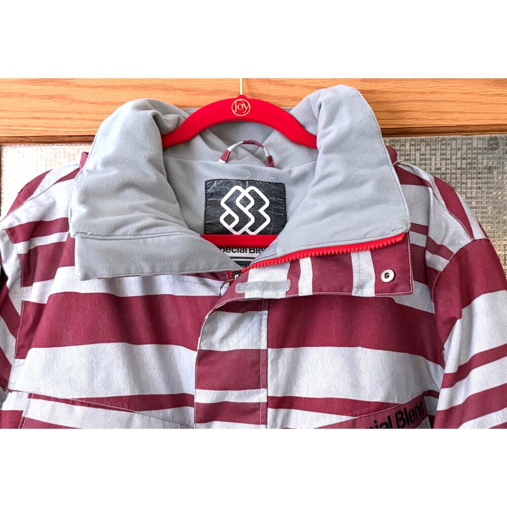 Special Blend Mens P2 Utility Jacket Snowboarding Coat Red Gray Stripe Sz Medium - Picture 4 of 16